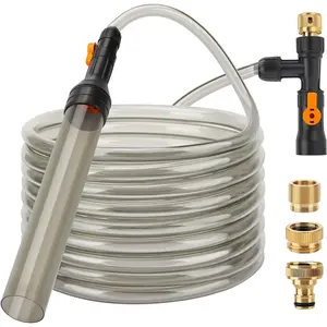 Bucket-Free Aquarium Water Change Kit Metal Faucet Connector Fish Tank Vacuum Siphon Gravel Cleaner with Long Hose 25FT Drain & Fill