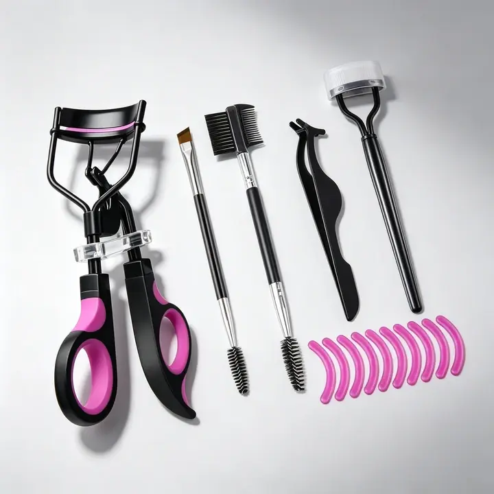 2026 Women's All-in-1 Lash and Brow Styling Kit - Professional Indoor Recreation Tool Set with Curler, Comb, Separator, Mascara Brushes, Angled Brush, Tweezers, 10 Silicone Refill Pads for Flawless Eye Makeup, Easy Brow Shaping at Home