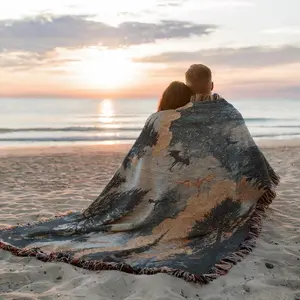 The Jeholosaurus in the sky Pattern Yarn Woven Portable Bohemian Outdoor Camping picnic blanket Blanket with Fringe, All Weather Easy To Care, Colorfast Chunky Soft Throw, Used for Picnic Travel Garden Office Nap Home Decor Bed Chair Tapestry Tablecloth