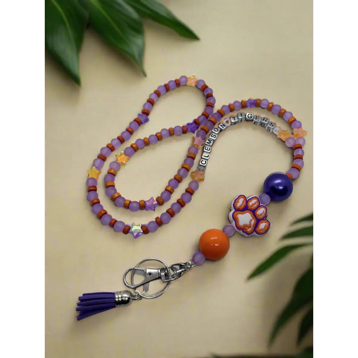 Clemson University Tigers Hand Beaded Lanyard