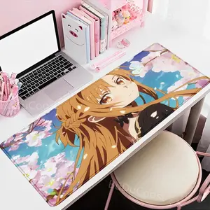 Sword Art Online SAO Yuuki Asuna Anime Mouse Pad, 80×30cm Durable Rubber Desk Mat, Locking Edge Large Gaming Keyboard Pad for PC and Laptop