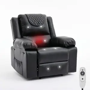 Adult Manual Recliner - Premium Heated Massage Recliner for Living Room & Bedroom with 135° Recline, Side Storage Pockets, & Remote Control