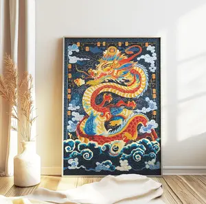 Chinese Dragon Wall Art, Dragon Poster, Chinese Print, Feng Shui Decor, Asian Decor, Oriental Wall Art, Floral Art, Asian Art, Chinese Gift