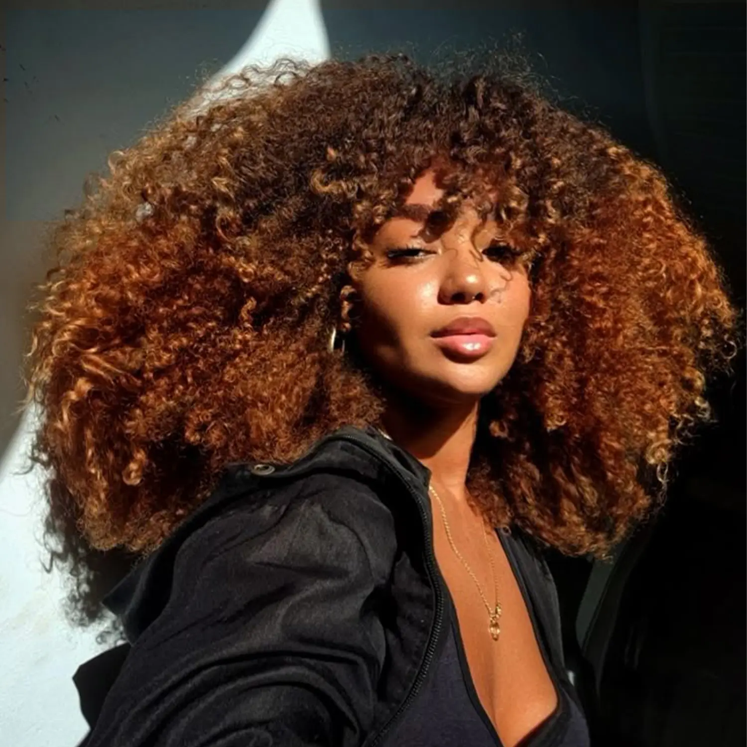 SummerVibes 16 Inch Short Afro Kinky Curly Coily Hair Wigs for Women, Fluffy Glueless Wigs With Bangs, Summer Glueless Synthetic Full Machine Wigs Black To School, Fall Outfits, Fall Freshness