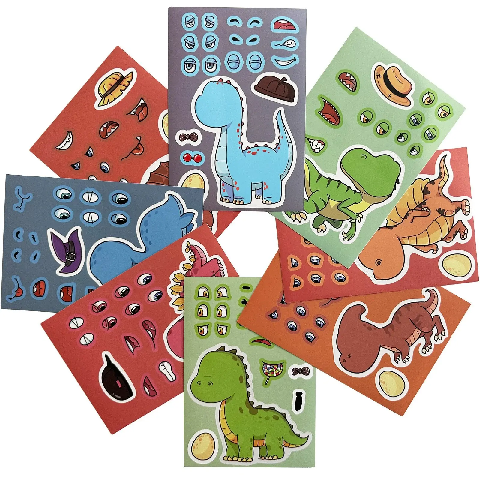 Dinosaur Stickers, Make Your Own Dinosaur Sticker Activity Sheets, DIY Face Mix and Match Sticker Game