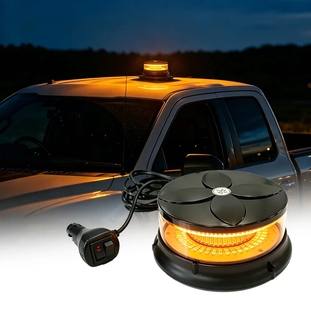 96LED Multi Mode LED Amber Beacon Light, Flashing Emergency Strobe Lights, Magnetic Mount Rooftop Heavy Duty Safety Warning Light for Trucks Tractors Golf Carts UTV & ATV Cars