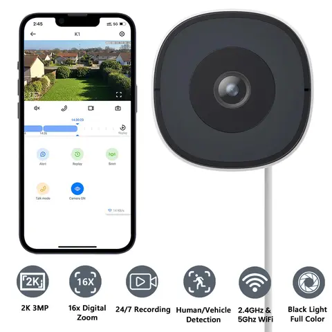 Wansview 3MP 2K Window Security Camera,  2.4GHz&5Ghz WiFi Indoor Cameras, 16X Digital Zoom, AI Full-Color Night Vision, Person & Motion Detection, 24/7 Recording, SD/Cloud Storage(optional),Easy Setup, Works with Alexa & Google Home, ONVIF/RTSP, Wireless