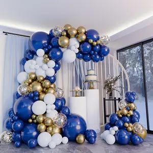 108pcs Navy Blue, White, Golden, Latex Balloons Suitable for Birthday Parties, Weddings, Graduation Ceremonies, Anniversaries, Bridal Showers, Carnivals, New Year'S, Room Background Decorations, Party And Holiday Supplies
