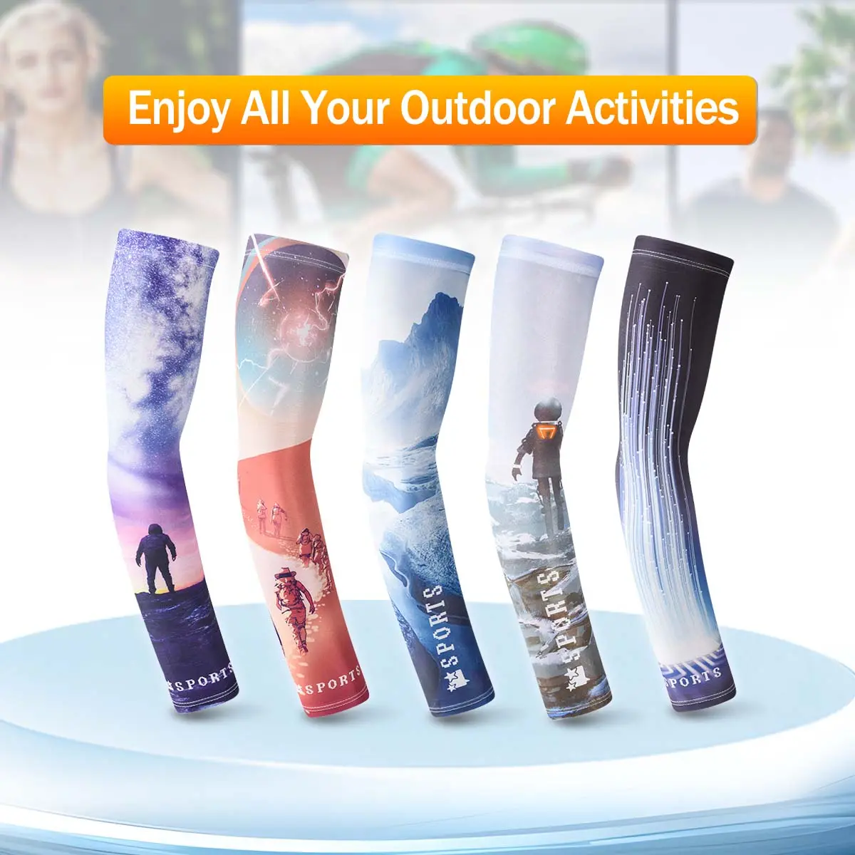 5-Pack Cooling Arm Sleeves Sun UV Protection Sports Compression Sleeves Covering Arm for Men Women Golf Cycling Fishing