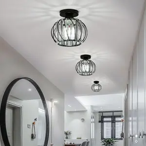 Crystal Pendant Light Mini Crystal Ceiling Lamp Fixed Device Semi-Embedded Ceiling Light Indoor Lighting for Hallway Entrance Kitchen Home Decor Light (bulb Not Included)