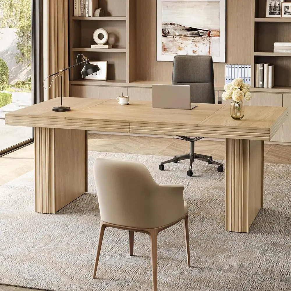 Tribesigns Modern Executive Desk 63", Thick Desktop, Heavy-Duty Legs, Wood Workstation for Home Office Tribesigns Modern Executive Desk 63", Thick Desktop, Heavy-Duty Legs, Wood Workstation for Home Office