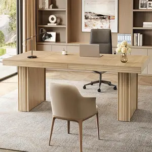 Tribesigns Modern Executive Desk 63", Thick Desktop, Heavy-Duty Legs, Wood Workstation for Home Office