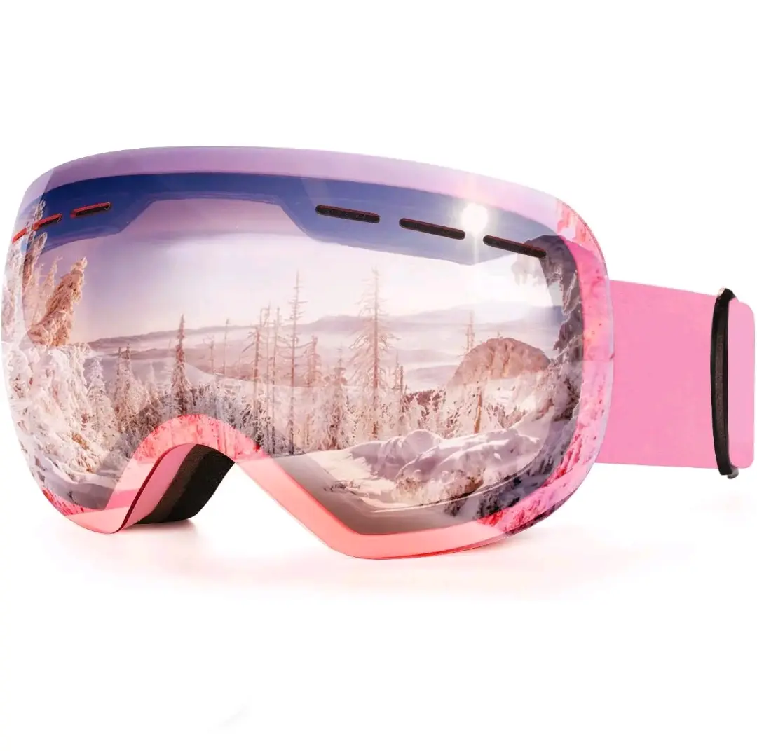 Men's Anti-Fog Double-Layer Reflective Film Polycarbonate Shatterproof Lens Ski Goggles UV400 Protection TPU Adjustable Strap Thick Sponge Cushioning Winter Professional Ski Goggles With Anti-Fog Design