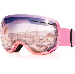 Men's Anti-Fog Double-Layer Reflective Film Polycarbonate Shatterproof Lens Ski Goggles UV400 Protection TPU Adjustable Strap Thick Sponge Cushioning Winter Professional Ski Goggles With Anti-Fog Design