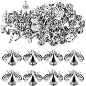 50 Pairs Tie Tack Pins, Pin Backs Silver Butterfly Tie Tacks, Secure Locking Blank Pins Keepers for Jewelry Making