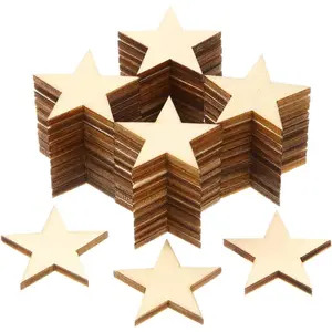 300 count Wooden Stars Shape Unfinished Stars Pieces Blank Wooden Cutouts Ornaments for Craft and Easter Decoration(1 Inch)