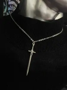 Gothic Dark Punk Long Sword Pendant Necklace, Vintage Simple Unisex Couple Party Personality Necklace, Gothic Mystery Jewelry, Unique Gothic Jewelry Gift