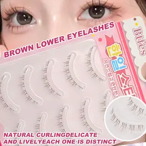 5 Pairs Brown Lower Eyelash 3-5mm Natural Small Crescent 3D Mink Multi-Layer Short Thick Extension Bulk False Eyelash Cosmetics Party, Club, Daily Work, Wedding, High Quality Eyelashes