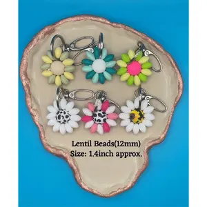 Stylish Silicone Beaded Sunflower Keychain with Clasp