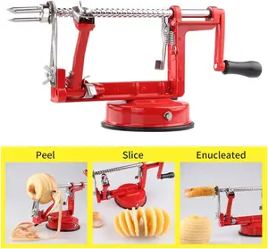 Fruit Potato Peeler Corer, Long Lasting Chrome Cast Magnesium Alloy Peeler Slicer Corer With Powerful Suction Base