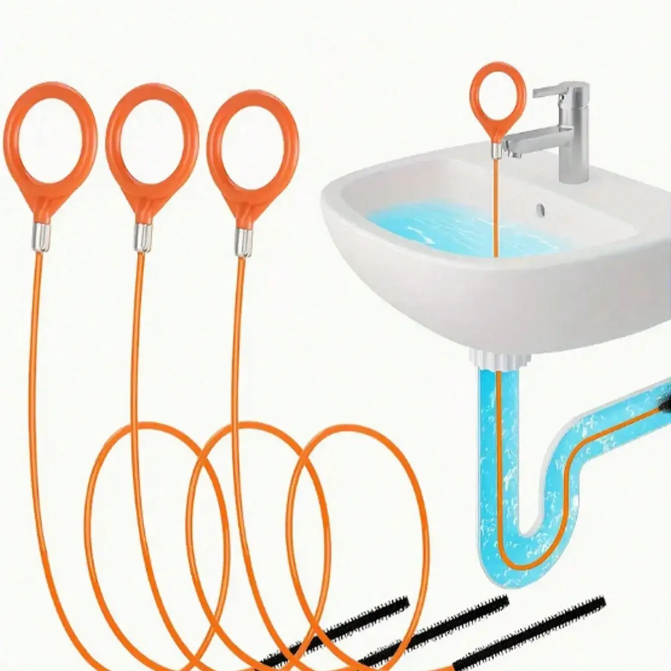 1-10pcs Drain Cleaner Tool Set, Drain Auger, Drain Clog Remover, Hair Catcher, Shower Drain Unclogger, Sink Drain Opener, Suitable For Shower, Kitchen Sink, Bathtub, Bathroom, Bathroom Accessories (130cm/200cm Random)