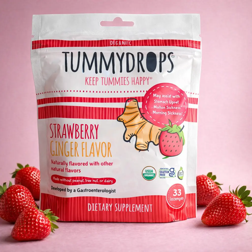 Organic Strawberry Ginger Tummydrops 33 ct