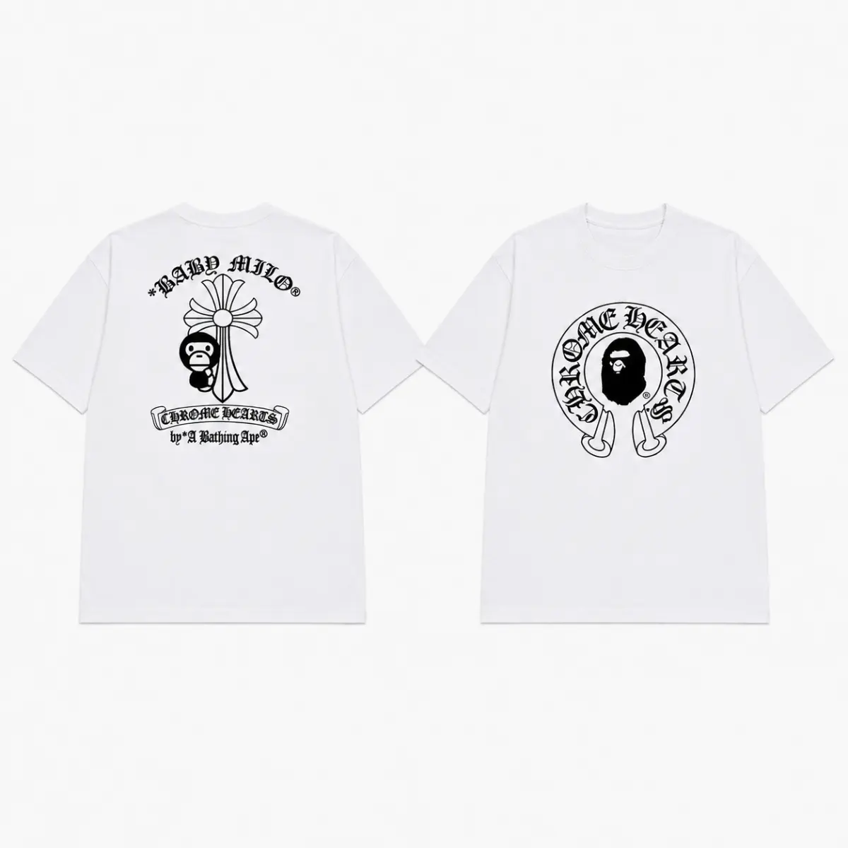 Unisex Gothic Cross Ape Graphic T Shirt Front and Back Print Streetwear Tee