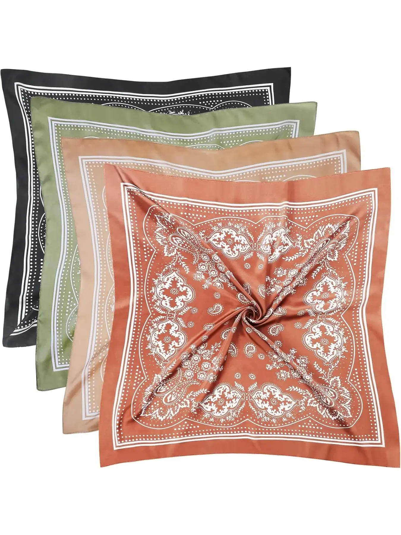 4 Pcs Retro Paisley Bandanas, Multifunctional Printed Scarves, Unisex Street-Style Headscarves, Floral Headscarf, Fashion Headscarf, Hairbands, Neckerchiefs, Shawls, Paisley Scarf, Boho Floral Scarves