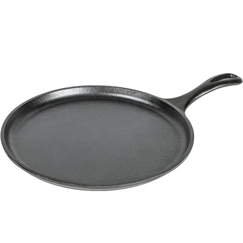Lodge L9OG3 Cast Iron Round Griddle, Pre-Seasoned, 10.5-Inch, 15.87" x 10.5" x 1.5", Ideal for Oven, Stove, Grill & Campfire Use - Pan