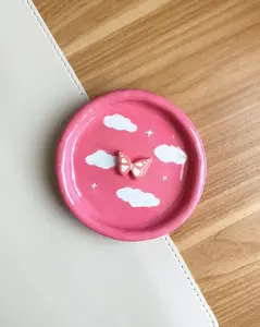 Cute Butterfly Cloud Clay Trinket Tray | Kawaii Jewelry Holder