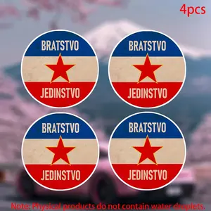 4pcs-Brotherhood and Unity - Yugoslavia Sticker-car stickers for doors, windows, laptops, luggage, furniture and bumpers-durable adhesive vinyl material