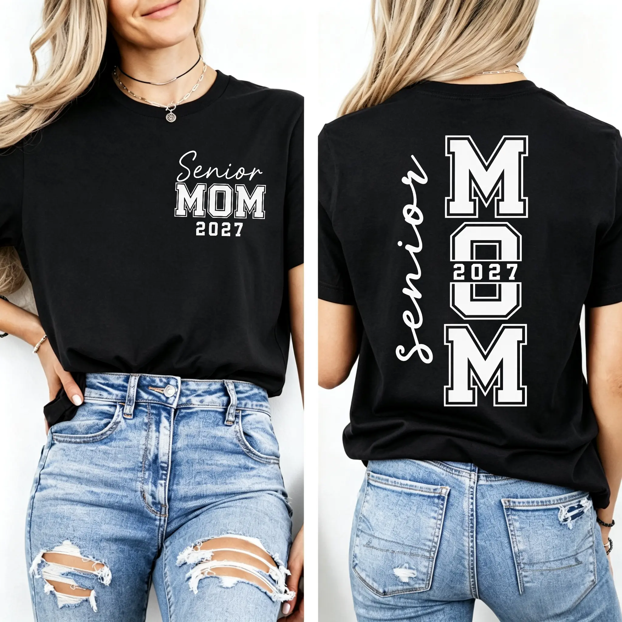 Senior Mom 2027 Sweatshirt Class of 2027 Two-Sided Crewneck Graduation Gifts for Mom