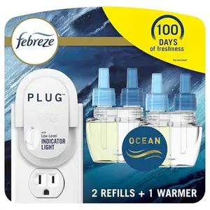 Plug in Air Fresheners for Home, Air Freshener Plug in, Wall Diffuser, Ocean Scent, Odor Fighter for Strong Odors, 1 Warmer + 2 Oil Refills