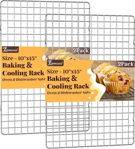 Cooling Racks for Baking – 2 PCS 10" x 15" Wire Baking Racks for Oven Cooking, Roasting & Grilling, Dishwasher Safe, Fits Jelly Roll Pan