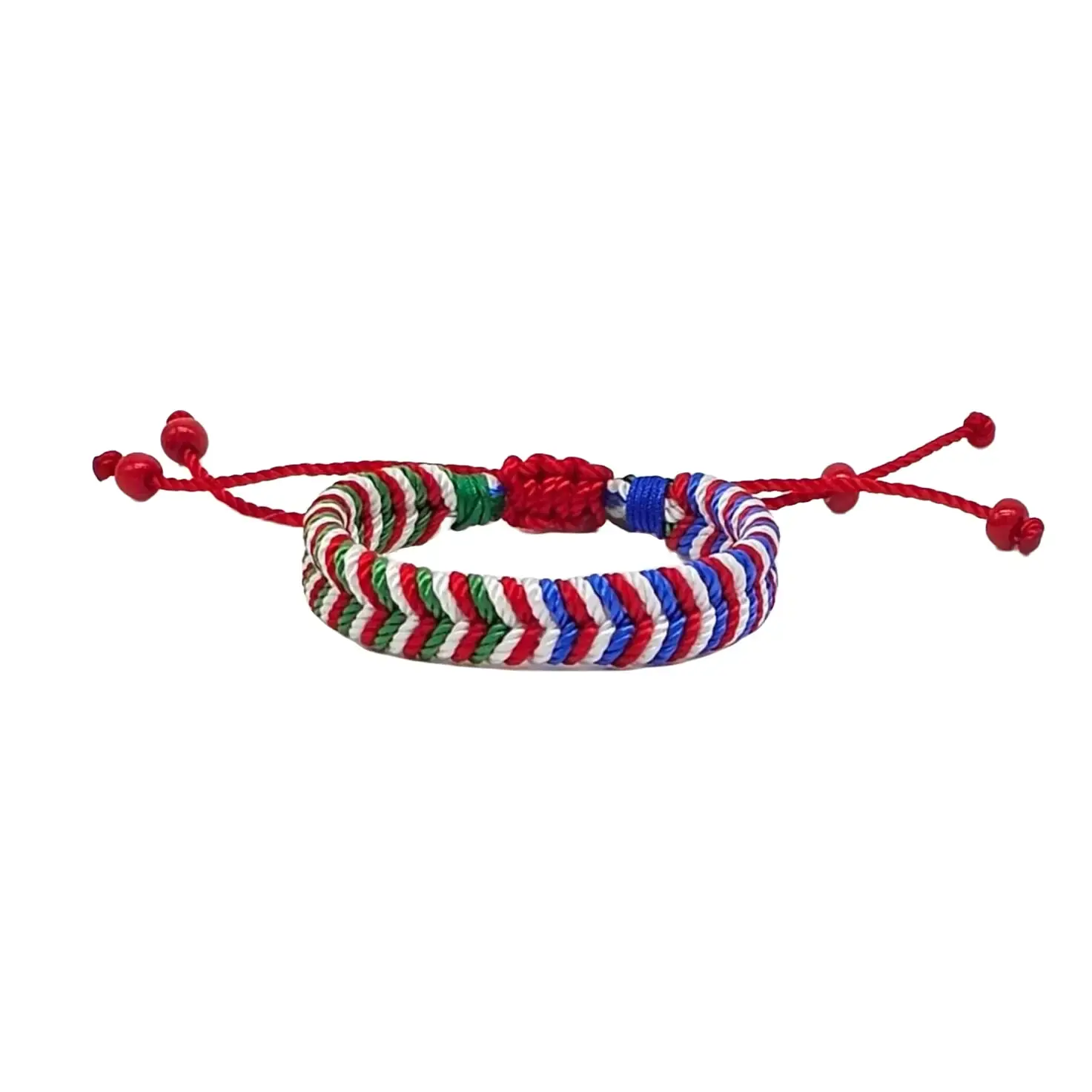 Dual Flag Fishbone Bracelet. USA and Mexico Tricolor or USA and Colombia Chevron Bracelet, Dual Nationality, Dual Citizenship.