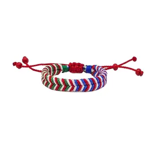Dual Flag Fishbone Bracelet. USA and Mexico Tricolor or USA and Colombia Chevron Bracelet, Dual Nationality, Dual Citizenship.