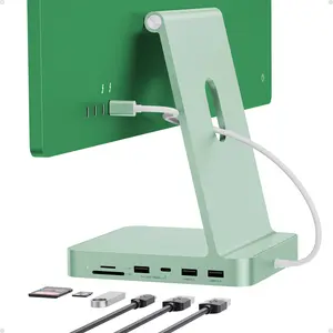 PULWTOP USB C HUB for iMac 24 inch 2021/2023/2024, PULWTOP iMac Accessories for iMac M1/M3/M4 with USB C 10Gbps 3*USB A SD/TF, Docking Station Support Expand M.2 SSD (Not Included),Green
