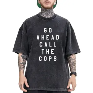 Humorous "Call the Police!" Washed T-Shirt – Unisex Short Sleeve Casual Tee for Men & Women