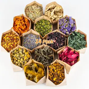 14 Bags of Dried Herbal Set, Natural Dried Flowers and Herbal Extracts, Suitable for Handmade Soap, Candles, Bath Salt, Resin Jewelry, Sachet Making Materials  enthusiasts, candle creators, fragrance lovers Decor Vintage