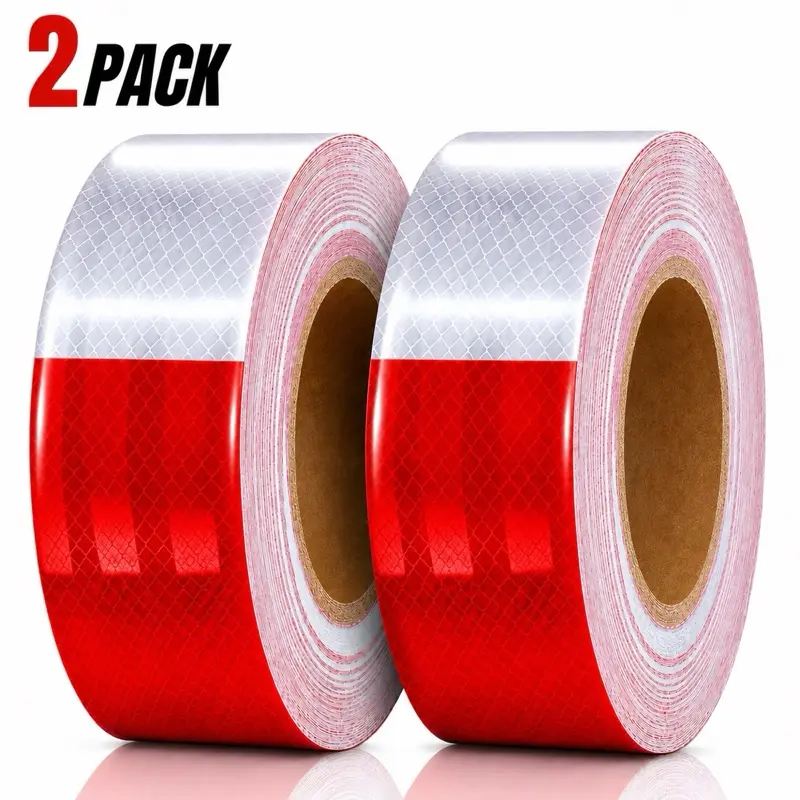 DOT-C2 Reflective Tape 2 Inch x 200 Feet Red White Reflective Tape Outdoor Waterproof Conspicuity Strong Adhesive Reflector Tape Warning Safety Tape for Vehicles Trailers Boats Signs