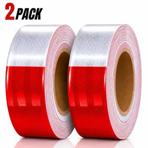 DOT-C2 Reflective Tape 2 Inch x 200 Feet Red White Reflective Tape Outdoor Waterproof Conspicuity Strong Adhesive Reflector Tape Warning Safety Tape for Vehicles Trailers Boats Signs