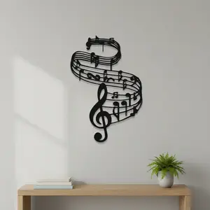 1pc Minimalist Musical Notes Metal Wall Art, Minimalist Musical Notes Statue Mural, Iron Craft, Perfect for Living Room, Studio, Office Wall Decor, Highquality Engraving, Artistic Metalwork, Christmas Decor, Ideal Gift for Music Enthusiasts