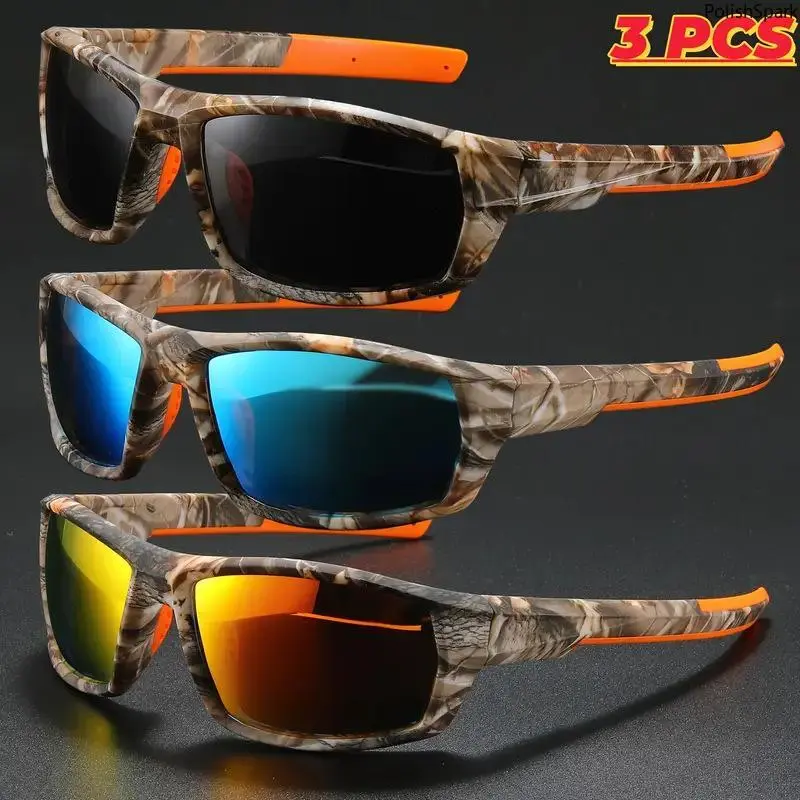 Polarized Sports Sunglasses 3-Pack for Men Women, Tactical Camo Frames with Anti-Glare Mirror TAC Lens for Hunting, Fishing & Outdoor Activities, Sunglasses For Outdoor Activities, Men's Sunglasses