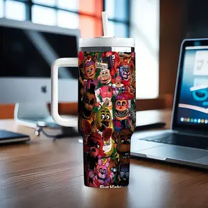 1pc 40oz Five Nights at Freddy’s”–themed stainless steel insulated tumbler with straw—keeps drinks hot or cold. Ideal for gaming, outdoor outings, and daily use.Large capacity supports long-lasting hydration.