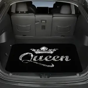 Durable Queen Crown Car Trunk Mat, Non-Slip Polyester, Easy-Clean Liner, Vibrant Sparkling Crown Design, Fits All Vehicles, Car Interior Accessory