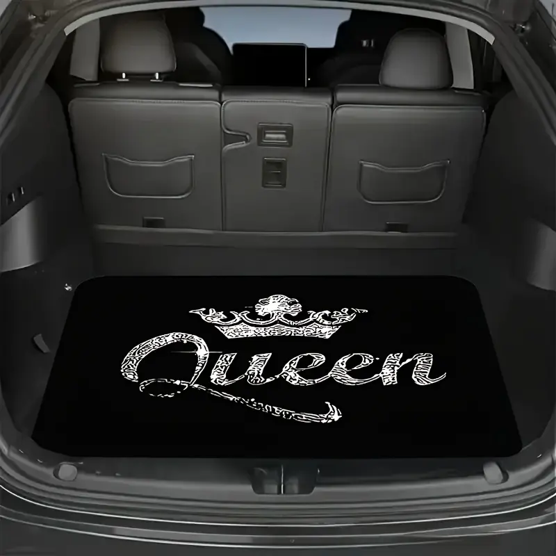 Durable Queen Crown Car Trunk Mat, Non-Slip Polyester, Easy-Clean Liner, Vibrant Sparkling Crown Design, Fits All Vehicles, Car Interior Accessory, Car Accessories