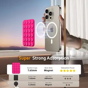 Magnetic Suction Cup Phone Mount, Detachable Suction Phone Grip, Hands-Free Magsafe Suction Mount, Metal No-Stick, Hot, Wireless Phone Holder