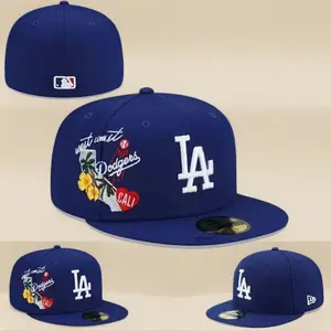 Men's LA Dodgers New Era Navy 9FIFTY Fitted Cap – Royal Blue Flat Brim Hat with LA Logo & West Coast Cali Embroidery, MLB Streetwear Style