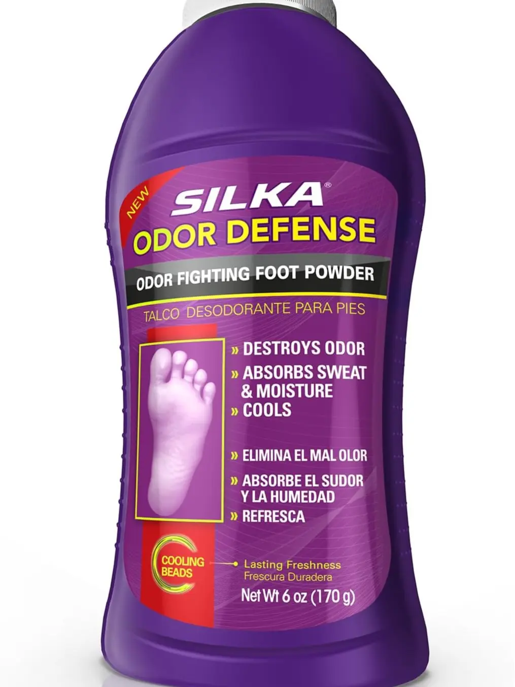 Odor Fighting Foot Powder & Shoe Deodorizer with Corn Starch Powder, Talc & Cooling Beads for Lasting Freshness, 6 Oz Daily