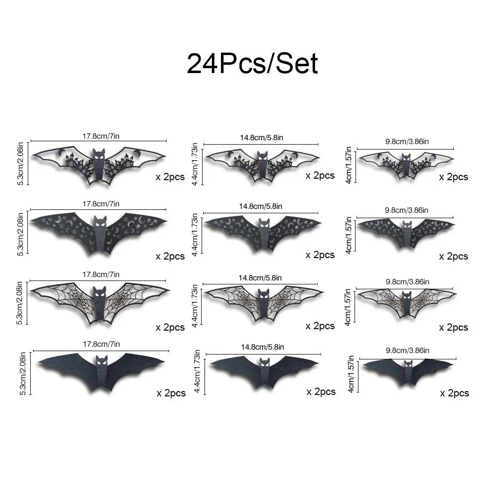 3D Bat Wall Decal 24pcs